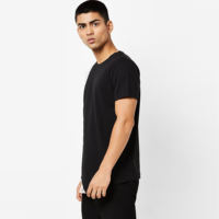 T-shirt à manches courtes pour hommes, noir, rose clair, color block, point de croix, col rond, décontracté