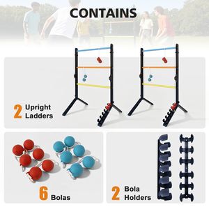 Set di 2 Giochi di Lancio della Palla in Acciaio con 6 Bolas, Segnapunti Incluso, Senza Necessità di Montaggio, Giochi da Esterno - Product Image 2