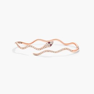 Snake Motif Diamond and <b>Ruby</b> <b>Bracelet</b> In 14K White Gold - Product Image 5