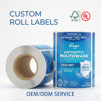 Étiquettes autocollantes en vinyle personnalisées avec votre logo, résistantes à l'eau et à l'humidité, pour emballages de bouteilles de bain de bouche, en rouleau