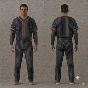 Men's <b>Baseball</b> Uniform Set Striped Jersey Pants Button Closure Breathable Polyester Regular Fit All Seasons - Product Image 1