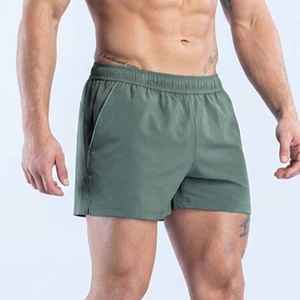 Pantalones Cortos Deportivos de Secado Rápido para Hombre, Color Verde Oliva, con Bolsillos, Cintura Elástica, Tejido Casual - Product Image 6