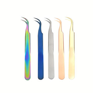 Ensemble de pinces à cils en acier inoxydable RMI, 5 couleurs, outils de précision pour extensions de cils, pointe lisse pour l'application sur les sourcils - Product Image 1