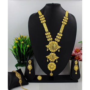 Necklace With Earrings <b>Jewellery</b> Set Goldplated Pure <b>Brass</b> High Quality Uae Dubai Necklace Design Necklace <b>Jewellery</b> Set - Product Image 2