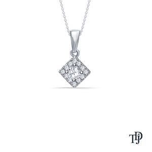 Pendentif élégant en or 14 carats en forme de cerf-volant avec halo de diamants de laboratoire ronds et attache en V à quatre griffes, vente en gros OEM, fabricant et détaillant - Product Image 1