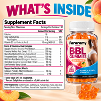 Gummies BBL en gros sous marque privée Aguaje Maca Fenugrec - Gummies bien-être végétaliennes sans sucre pour femmes, 60 unités