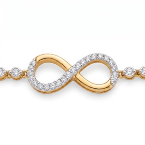 Rose Gold <b>Infinity</b> <b>Bracelet</b> with Radiant Cut Lab Grown Diamonds 18K Gold Plated Women's Trendy Jewelry for Everyday Wear - Product Image 4