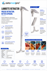Retractor de Rodilla SMILLIE de 5.5 pulgadas (14 cm) con Hojas Rectas, Curvas y Inversas, Tamaños Zetomed Pro - Product Image 5