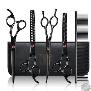 Ensemble de ciseaux pour animaux de compagnie de 8 pouces, ciseaux droits et plats, ciseaux courbés à double extrémité, outils de toilettage pour chiens Golden Retriever - Product Image 1