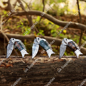 Cuchillo UA Supplies personalizable ODM/OBM profesional de acero de Damasco 58 HRC con punta de gota, mango de madera de nido de abeja, afilado a rasuradora, de 7.5 pulgadas - Product Image 6