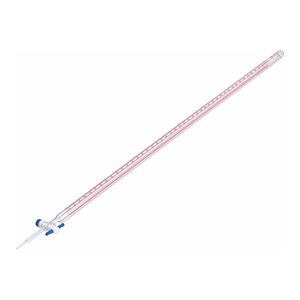Burette en verre Pyrex classe A 50 ml/100 ml avec échelle graduée colorée et robinet en PTFE pour une distribution précise en laboratoire par Corning - Product Image 2