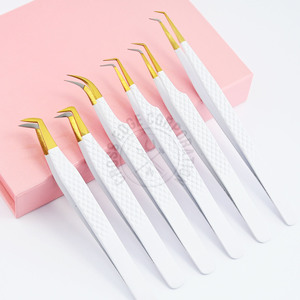 Pinzas para pestañas de 90 grados, punta de fibra, volumen curvo, pinzas para pestañas, nunca se desliza, agarre de fibra, cuidado de belleza profesional - Product Image 1