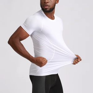 New Arrival <b>Men's</b> Gym Fitness Compression Long Sleeve T-Shirts 100% Cotton Yarn Dyed Front Blank Design Customizable - Product Image 6