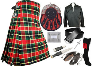 Ensemble de kilt en tartan national irlandais en acrylique + Sporran + Ceinture de kilt + Plaid + Broche + Épingle de kilt + Épingles + Chaussettes – Ensemble de kilt utilitaire en tartan - Product Image 2