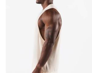 Camiseta sin mangas de punto transpirable de Spandex/Algodón, básica, informal, tipo camisola, ajustada para gimnasio, cuello redondo, 2027, para hombre, estilo urbano, 220g - Product Image 3