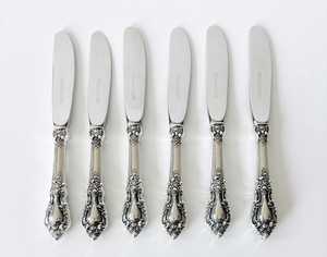 Stainless Steel BUtter <b>Knives</b> <b>Set</b> of 4 Ornate Handles Straight Edge Kitchen Cutlery - Product Image 2