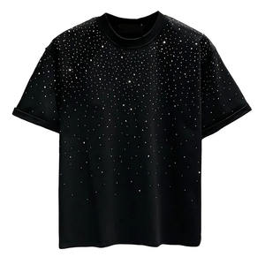 T-shirt Homme Nouvelle Collection Coupe Boxy Manches Courtes Imprimé Strass Personnalisé Paillettes et Diamants en Cristal - Product Image 4