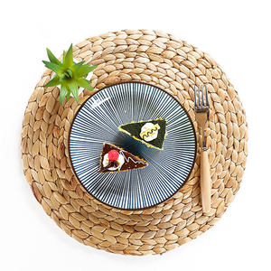 Hot Selling Wholesale Custom Natural Material coaster Vietnam Boho Hand Made Round Water Hyacinth Woven <b>Table</b> Decor <b>Placemats</b> - Product Image 5