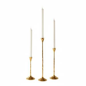 Modern Hammered <b>Brass</b> Taper Candle <b>Holder</b> Set Of 3 Elegant Gold Metal Wedding & Home Table Centerpiece Decoration <b>Candlesticks</b> - Product Image 1