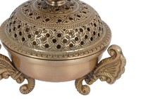 Brûleur d'encens en laiton antique fait main, écologique, durable, avec couvercle et pieds sculptés |   Brûleur décoratif à la gomme d'agar (Loban Dhoop) |
