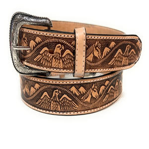 High Quality <b>Men's</b> fashionable Western <b>Leather</b> tooling <b>belt</b> and accessories with eagle designer engraved tooled <b>leather</b> <b>belt</b> - Product Image 3