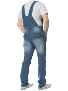 Overoles de Mezclilla para Hombre, Corte Recto, Cintura Media, Algodón Lavado, Estilo Casual - Product Image 3
