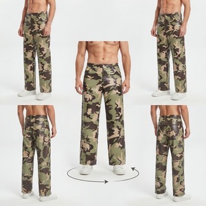 Men’s <b>Camouflage</b> <b>Cargo</b> <b>Pants</b> Wide Leg Loose Fit Camo Trousers Casual Streetwear <b>Pants</b> Wholesale Custom Logo Apparel - Product Image 2