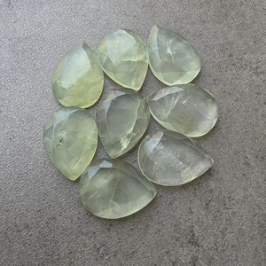 Pierre précieuse préhnite facettée en forme de poire calibrée |   Pierre cabochon naturelle verte en vrac pour la fabrication de bijoux - Product Image 6