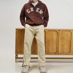 Nouveaux sweats à capuche zippés en jersey lavé pour hommes, couleur unie, manches longues, brodés, pour l'automne et l'hiver - Product Image 3