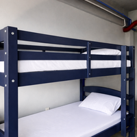 Lit superposé vintage bleu foncé personnalisable, meubles de chambre à coucher en bois sur mesure pour enfants