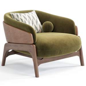 Lotus Nest Japandi Accent <b>Chair</b> with Solid Wood <b>Legs</b> Minimalist Scandinavian Design Fixed Base <b>for</b> Living Room and Bedroom - Product Image 4