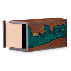 Ocean Inspired Resin & Natural Wood Cremation Urn Handmade Blue Wave Funeral Ashes Box by AYAANS - Product Image 5