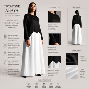 Elegante Vestido Abaya Recto en Blanco y Negro |   Vestido Largo Islámico Modesto para Mujer, Estilo Dubái, Proveedor OEM, Exportación de India - Product Image 2
