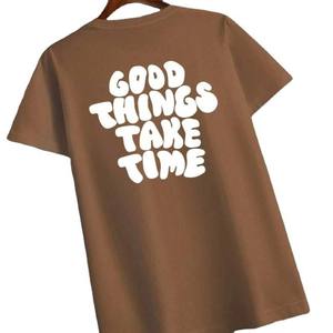 Camiseta Casual de Manga Corta con Cuello Redondo para Hombre, con Diseño Frontal con Estampado de Letras Blancas, de Good Things Take Time - Product Image 1
