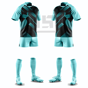 Uniforme d'équipe de rugby professionnel, écologique, coupe-vent, imprimé, col en V, jersey léger, short, broderie 3D, antibactérien - Product Image 5