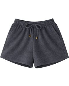 Ensemble décontracté deux pièces pour femme : débardeur court côtelé et short à cordon de serrage gris anthracite avec broderie cœur et marguerite - Product Image 2