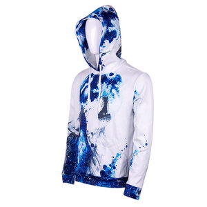 Sudadera con Capucha para Hombre, Estampado Personalizado, Azul y Blanco, Sublimación, Poliéster, Casual, Otoño, Corte Regular, con Bolsillo Delantero - Product Image 2