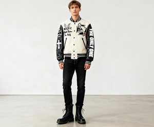 Custom Made 100% Cowhide Genuine <b>Leather</b> Men's Avirex <b>Jackets</b> for <b>Winter</b> OEM Manufacturer Embroidery Street Wear - Product Image 3