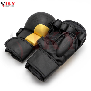 Équipement d'arts martiaux mixtes ultime en cuir noir et or avec logo personnalisé, directement de l'usine, pour grappling, sparring, gants de MMA - Product Image 2