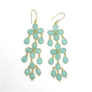 Boucles d'oreilles pendantes en calcédoine aquatique en forme de poire, pierres précieuses, design tendance, vente en gros - Product Image 3