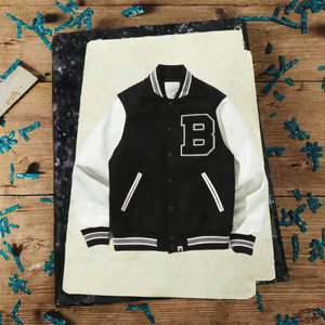 Blouson universitaire noir à capuche SANDRO 100% coton tricoté avec logo brodé S et texte Baby Love, style preppy, coupe classique, hiver - Product Image 4