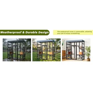 Grande Recinto per Gatti da Esterno con 5 Piattaforme e 2 Casette per Riposo, Struttura in Metallo Sicura, Facile Montaggio per Uso Interno o Esterno - Product Image 1