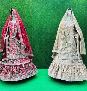 Majestic Bridal Splendor 10 Exquisitos diseños de Farsi Sharara Full Heavy Flare Lujoso terciopelo Dupattas para Indian Lehanga Choli - Product Image 1