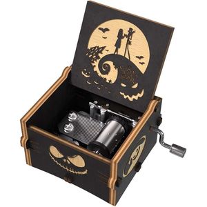 Caja Musical de Madera Ucuber Mini, Grabada con 'This Is Halloween', Decoración para el Hogar, Regalo para San Valentín, Halloween y Navidad - Product Image 1