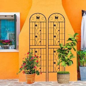2 Pack 86.7\" X 19.7\" Black Metal Garden <b>Trellis</b> Rustproof Outdoor <b>Flower</b> Support for Climbing Plants Fence & Gate - Product Image 1