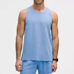 Breathable High Quality Polyester/Cotton Silk Screen Printing Knitted Tank Tops Fitness Workout Shirt Front Mens Fashion - Product Image 6