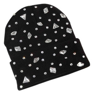 Gorro de Punto Personalizado con Pedrería Brillante, Gorro de Punto con Decoración de Piedras Brillantes a la Moda - Product Image 3