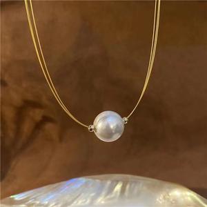 สร้อยคอมุกน้ำจืดทรงยาวประดับดอกฟริทิลลาเรียธรรมชาติสำหรับผู้หญิง ดีไซน์หรูหราเบาๆ สวมใส่ได้หลากหลาย - Product Image 1