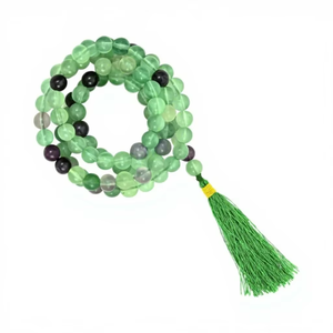 Collier Mala en fluorite verte naturelle, 108 perles avec pompon, perles de prière pour méditation, yoga, bijoux bouddhistes unisexes - Product Image 4
