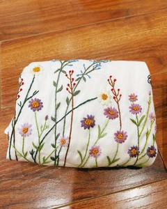 Bolsa de Mano de Lona de Algodón Bordada Personalizada, Bolsa de Compras Reversible con Estampado Floral, Bolsa de Regalo con Cordón para Uso en Compras - Product Image 4